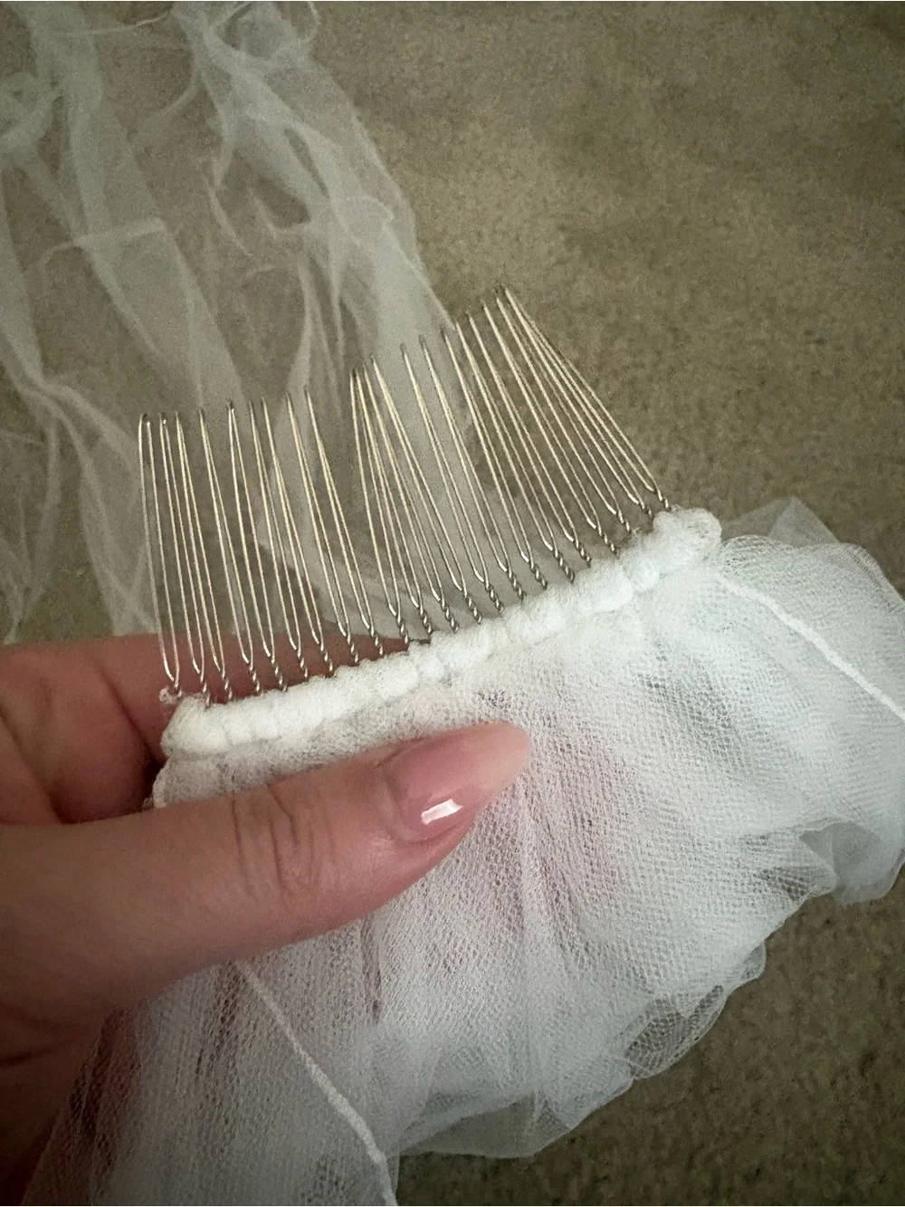 White Bridal Veil with Comb